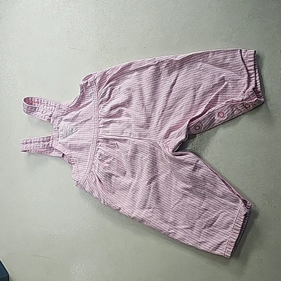 Baby Oshkosh B'Gosh Pink White Stripes Girls Overalls - Picture 5 of 8